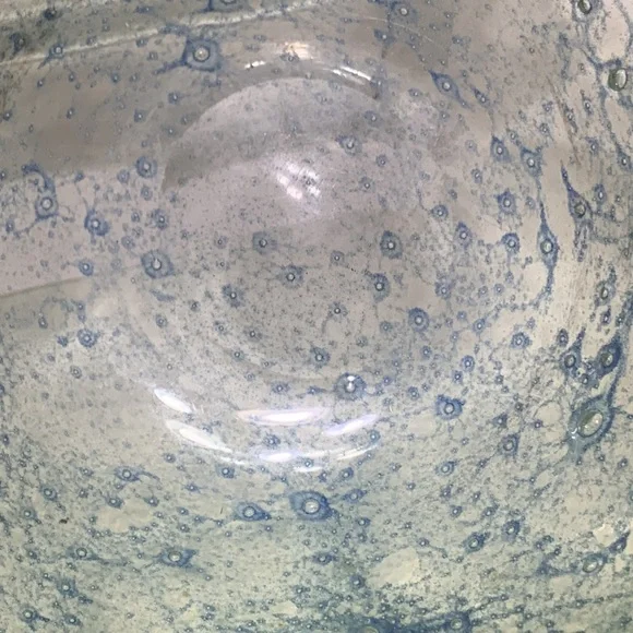 Bubbly bowl blue and yellow green appears handmade Art